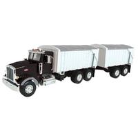 TOMY BIG ROADS 1:16 PETERBILT MODEL 367 STRAIGHT TRUCK WITH GRAIN BOX AND GRAIN BOX PUP TRAILER WITH LIGHTS AND SOUNDS