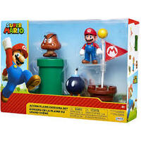 WORLD OF NINTENDO 64517 SUPER MARIO ACORN PLAINS DIORAMA SET 2.5" SET OF 3 FIGURES + 2 ACCESSORIES