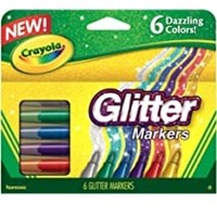 CRAYOLA GLITTER MARKERS 6 DAZZLING COLORS