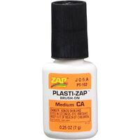 ZAP PT-102 PLASTI-ZAP MEDIUM CA CLEAR CURE FOR PLASTICS BRUSH ON 7GRAM