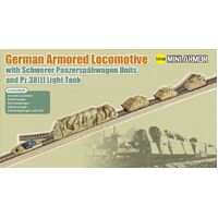 DRAGON 14151 GERMAN ARMORED LOCOMOTIVE WITH SCHWERER PANZERSPAHWAGEN UNITS 1/144 SCALE PLASTIC MODEL KIT