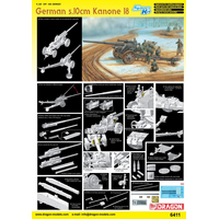 DRAGON 6411 GERMAN S.10CM KANONE 18 1/35 SCALE PLASTIC MODEL KIT