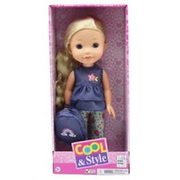 GIGO BABY DREAM COOL & STLYE TEENAGE 35.5CM DOLL WITH BLUE RUFFLE TOP AND RAINBOW BAG