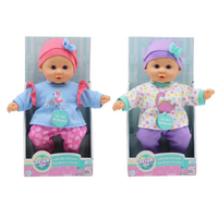 GIGO DREAM COLLECTION - 12 INCH CUDDLY BABY BABBLER DOLL  WITH SOUNDS ASSORTED