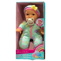 GIGO DREAM COLLECTION 12 INCH BABY MAGGIE SOFT BODY DOLL WITH PACIFIER, GREEN SUIT AND YELLOW BOW