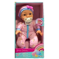 GIGO DREAM COLLECTION 12 INCH BABY MAGGIE SOFT BODY DOLL WITH PACIFIER, PINK SUIT AND PINK BOW 