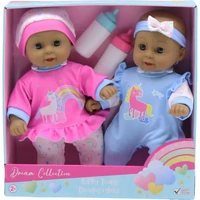 GIGO DREAM COLLECTION HAPPY TWINS 12 INCH CAUCASIAN DOLLS WITH BOTTLES