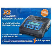 INFINITY POWER IP-X2MINI X2 MINI 2-CHANNEL INTELLIGENT CHARGER DC200W/AC100W 10AMPS