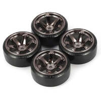 DRIFT WHEELS FOR 1/10 SCALE RC DRIFT CAR HARD PLASTIC TIRE DARK SILVER 12MM HEX