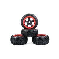 ROVAN 85243 PLASTIC RIMS FULL SET OF 4 SUITS BAJA 5B BLACK WITH RED NYLON BEADLOCKS - NO TYRES