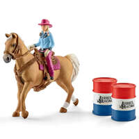 SCHLEICH 41417 FARM WORLD BARREL RACING WITH COWGIRL