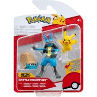 POKEMON 3 FIGURE PACK OMANYTE LUCARIO AND PIKACHU