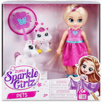 ZURU SPARKLE GIRLZ PETS - 4.7 INCH DOLL WITH WHITE CAT AND UNICORN