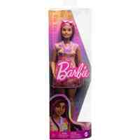 BARBIE FASHIONISTAS GIRL DOLL 207 WITH BROWN AND PURPLE HAIR AND HEART DRESS