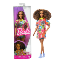 BARBIE FASHIONISTAS GIRL DOLL 201 BROWN HAIR WITH GOOD VIBES DRESS