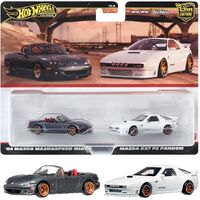 HOT WHEELS PREMIUM CAR CULTURE 04 MAZDA MAZDASPEED MIATA AND MAZDA RX7 FC PANDEM 2 PIECES