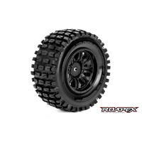 ROAPEX R1002-B TRACKER 1/10 SC TIRE BLACK RIM 12MM HEX MOUNTED 2 PIECES