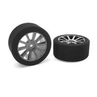 TEAM CORALLY C-14705-40 ATTACK FOAM TIRE 40 SHORE 30MM REAR CARBON RIMS FOR 1/10 SCALE RC CARS 2 PIECES