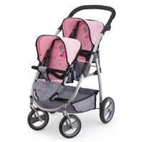 BAYER TWIN TANDEM PINK AND GREY PRAM