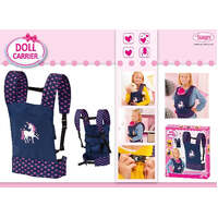 BAYER DOLL CARRIER DARK BLUE WITH PINK HEARTS AND UNICORN