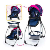 BAYER TRIO 3 IN 1 CONVERTIBLE HIGHCHAIR - BED - SWING DARK BLUE WITH PINK HEARTS AND UNICORN