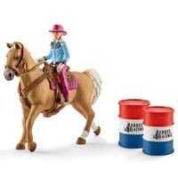 SCHLEICH 41417 BARREL RACING COWGIRL FARM WORLD RODEO SERIES