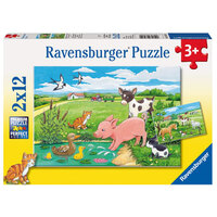 RAVENSBURGER 075829 BABY FARM ANIMALS 2x12PC JIGSAW PUZZLE