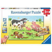 RAVENSBURGER 075904 HAPPY ANIMAL FAMILIES 2x12PC JIGSAW PUZZLE