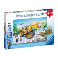 RAVENSBURGER 078028 DIGGERS AT WORK 2x24PC JIGSAW PUZZLE