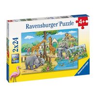 RAVENSBURGER 078066 WELCOME TO THE ZOO 2x24PC JIGSAW PUZZLE