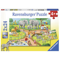 RAVENSBURGER 078134 A DAY AT THE ZOO 2x24PC JIGSAW PUZZLE