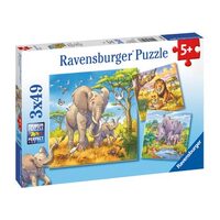 RAVENSBURGER 080038 WILD ANIMALS 3x49PC JIGSAW PUZZLE