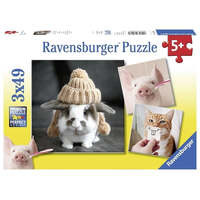 RAVENSBURGER 080281 FUNNY ANIMAL PORTRAITS 3x49PC JIGSAW PUZZLE