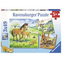 RAVENSBURGER 080298 CUDDLE TIME 3x49PC JIGSAW PUZZLE