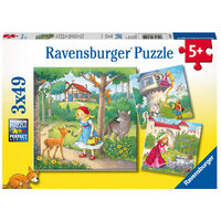 RAVENSBURGER 080519 RAPUNZEL LITTLE RED RIDING HOOD AND THE FROG PRINCE 3x49PC JIGSAW PUZZLE