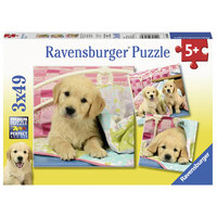 RAVENSBURGER 080656 CUTE PUPPY DOGS 3x49PC JIGSAW PUZZLE