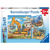 RAVENSBURGER 092260 LARGE CONSTRUCTION VEHICLES 3X49PC JIGSAW PUZZLE