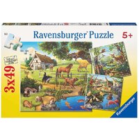 RAVENSBURGER 092659 FOREST ZOO DOMESTIC ANIMALS 3x49PC JIGSAW PUZZLE