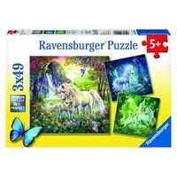 RAVENSBURGER 092918 BEAUTIFUL UNICORNS 3X49PC JIGSAW PUZZLE