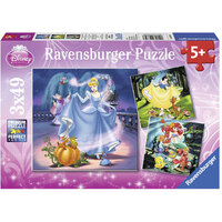 RAVENSBURGER 093397 DISNEY SNOW WHITE CINDERELLA AND ARIEL 3X49PC JIGSAW PUZZLE