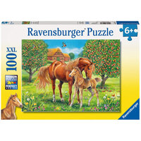 RAVENSBURGER 105779 HORSES IN THE FIELD 100PC XXL JIGSAW PUZZLE