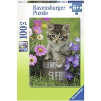 RAVENBURGER 108473 KITTEN AMOUNG THE FLOWERS 100PC XXL JIGSAW PUZZLE