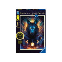 RAVENSBURGER 139705 STAR LINE LUNAR WOLF GLOW IN THE DARK 500PC JIGSAW PUZZLE