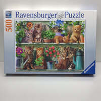 RAVENSBURGER 148240 CATS ON THE SHELF 500PC JIGSAW PUZZLE