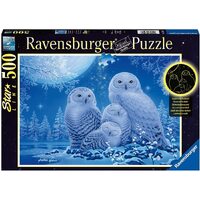 RAVENSBURGER 165957 STARLINE OWLS IN THE MOONLIGHT 500PC GLOW IN THE DARK JIGSAW PUZZLE