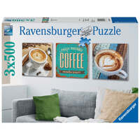 RAVENSBURGER 199198 WALL DECORATOR COFFEE TIME 3 X 500PC JIGSAW PUZZLE