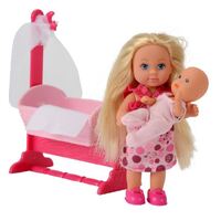 SIMBA EVI LOVE BABY CRADLE DOLL AND ACCESSORIES 12CM LIGHT PINK