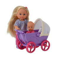 SIMBA EVI LOVE DOLL WALK WITH PURPLE PRAM AND ACCESSORIES PLAYSET 12CM