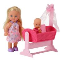 SIMBA EVI LOVE BABY CRADLE DOLL AND ACCESSORIES 12CM DARK PINK