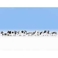 NOCH 15721 BLACK AND WHITE COWS HO SCALE MODEL FIGURES 7 PIECES